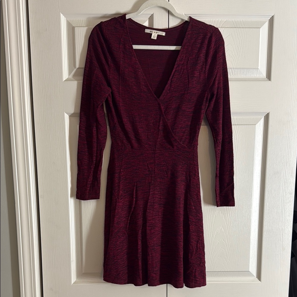 Miami Red Long Sleeve V-Neck Fit and Flare Dress